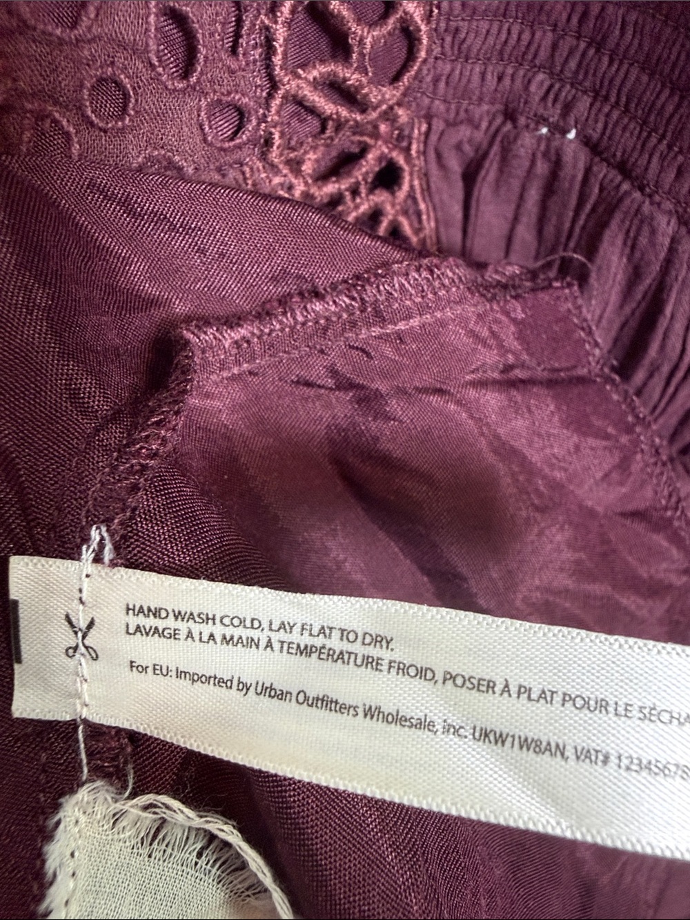 Free People One Karma Eyelet Mini Dress In Burgundy W2413 Sz S - Picture 7 of 10